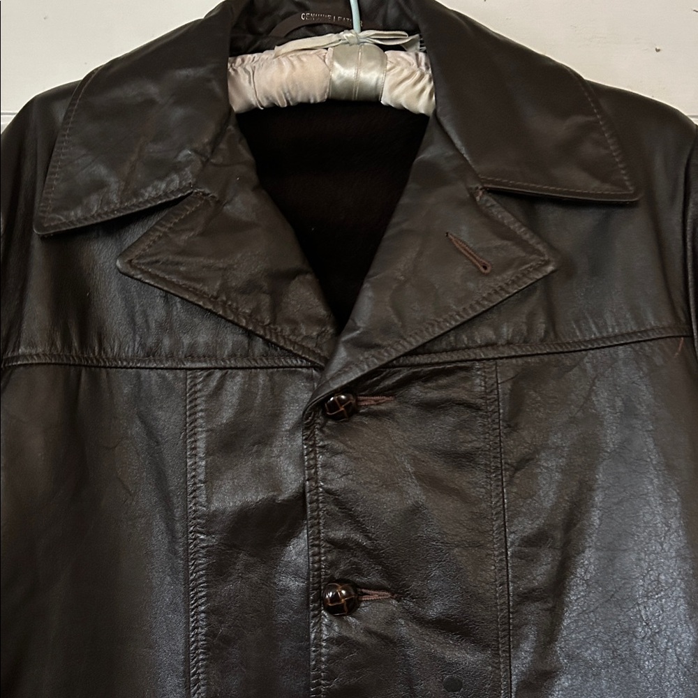 Unbranded Men’s Vintage Leather Coat 60-70s Jacket Excel Cond Sz 40 Zip Lining